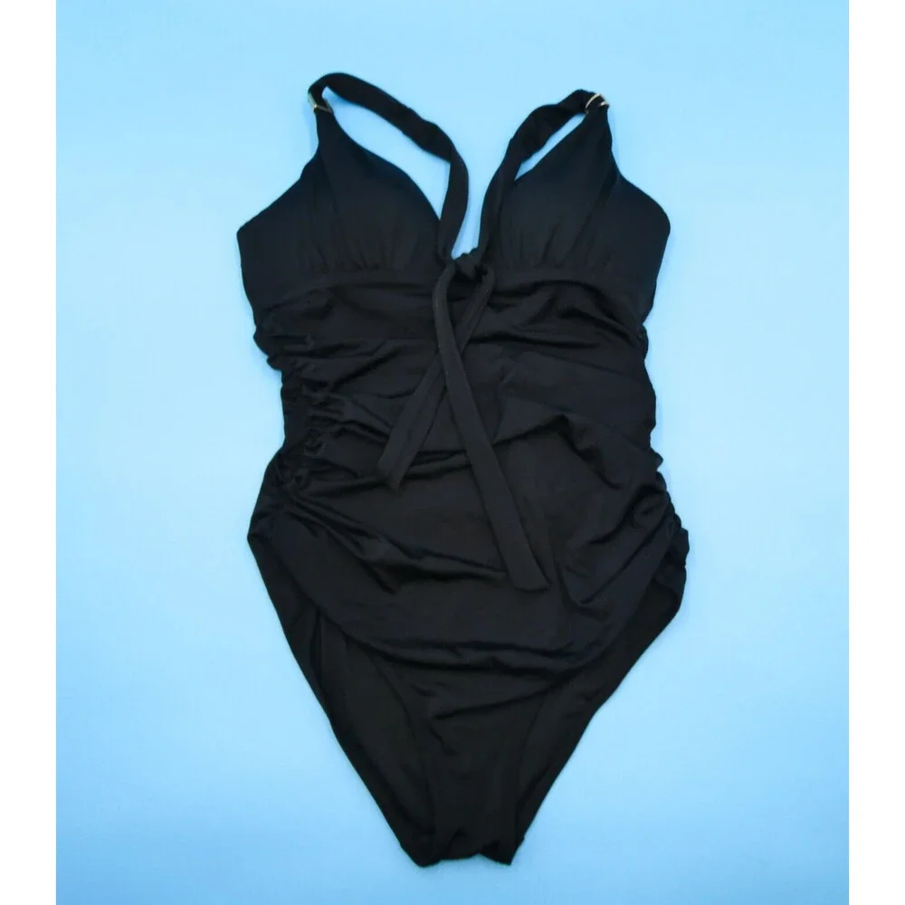 Victorias‎ Secret Small One Piece Swimsuit Black Padded Halter Strap VS Swim New